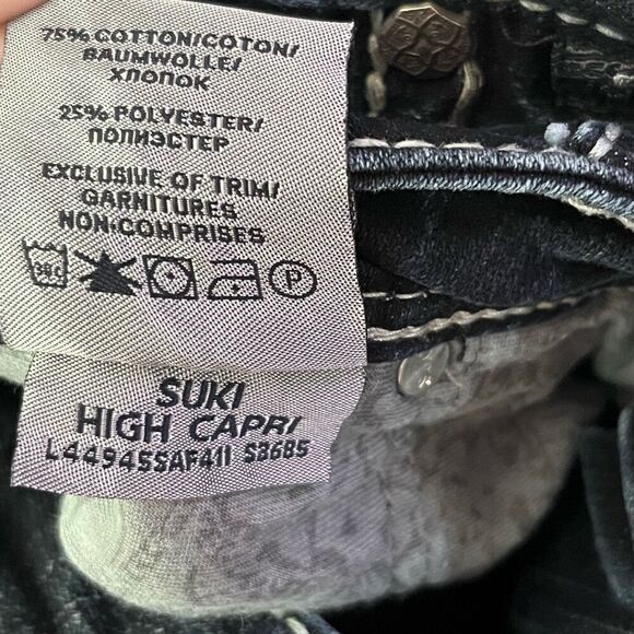 Suki High Capri Dark Wash Heavy Stitch Size 32 - Picture 6 of 8